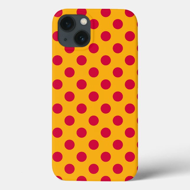 Bolinhas vermelhas na capas de iphone amarela do g (Verso)