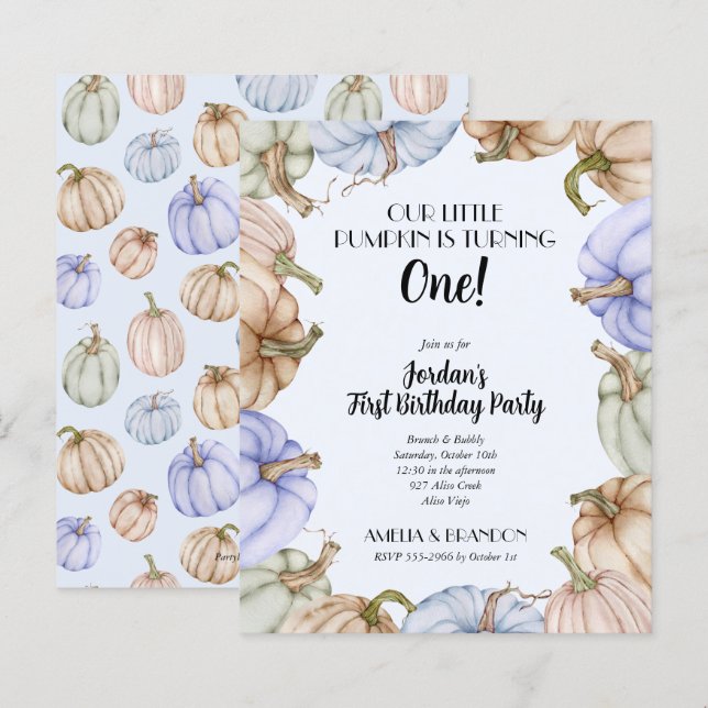 Bolinhos Azuis do Orçamento Convites de Aniversári (Frente/Verso)