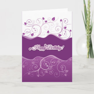 Bolinhos florais roxos, cartão de aniversário feli
