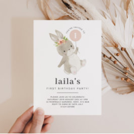 Bolny Primeiro Aniversário Convite Rosa Balão