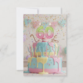 Bolo 60º aniversário engraçado com cartas de velas