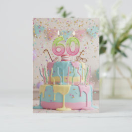 Bolo 60º aniversário engraçado com cartas de velas