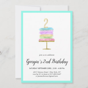 Bolo Arco-Íris   Convite ao segundo aniversário