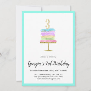 Bolo Arco-Íris   Convite para aniversário de 3 ano