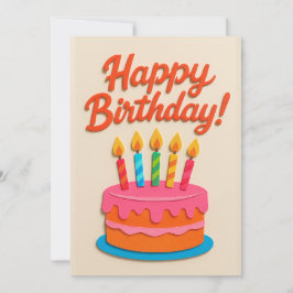 Bolo Colorido de Aniversário com Cartão de Velas