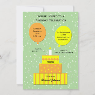 Bolo de 90 de Diversão do Convite de aniversário 9