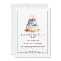 Bolo de Aniversário Azul e Vermelho – Convite de 2