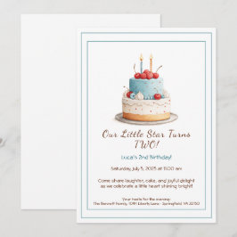 Bolo de Aniversário Azul e Vermelho – Convite de 2