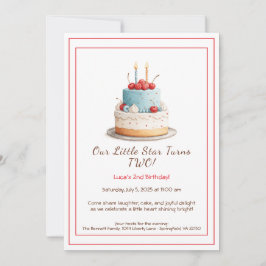 Bolo de Aniversário Azul e Vermelho – Convite de 2