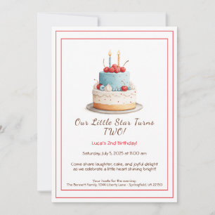 Bolo de aniversário azul e vermelho - Convite para