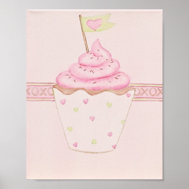 Bolo de Aniversário Cor-de-Rosa 8 x 10 Impressão (Frente)
