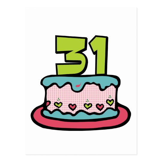 Bolo de aniversário das pessoas de 31 anos cartão postal