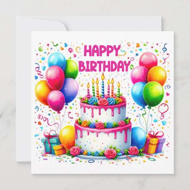 Bolo de Aniversário Feliz (Frente)