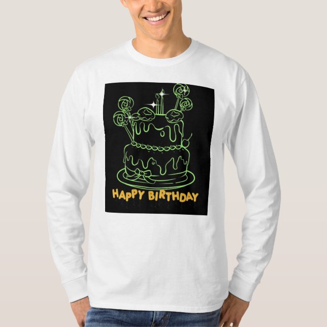 bolo de aniversário feliz de camisa (Frente)