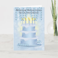 Bolo de aniversário holandês e velas do cartão