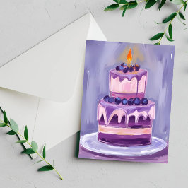 Bolo de Aniversário Roxo | Cartão de Aniversário e