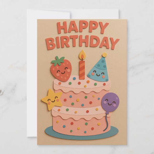 Bolo de aniversário sorridente (Frente)