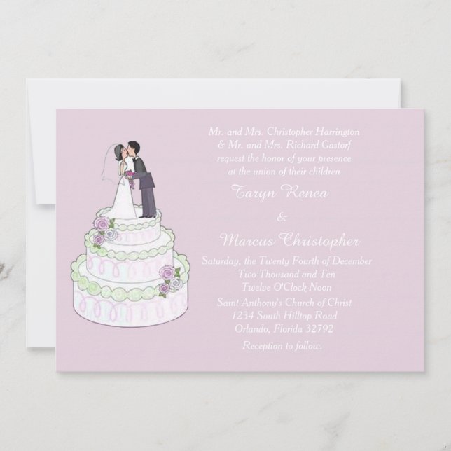 Bolo de Casamento Horizontal 5x7 Convite de Casame (Frente)