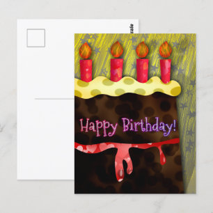 Bolo de Chocolate de Aniversário   Cartão Postal