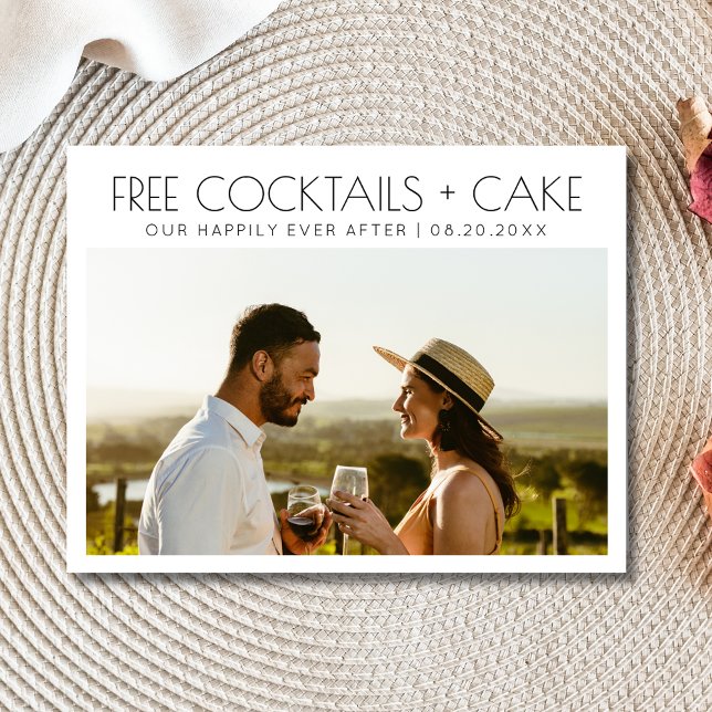 Bolo de Coquetéis Grátis Divertidos Convite de Noi (Funny Free Cocktails Cake Wedding Save the Date Postcard)