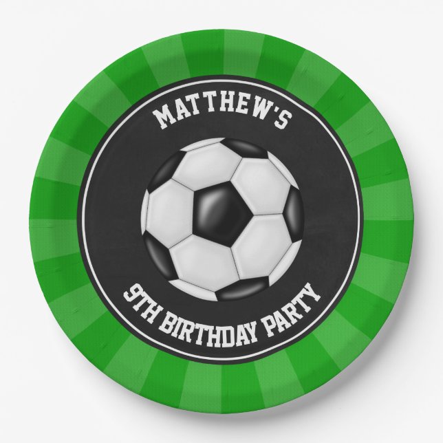 Bolo de Festa de Futebol Pratos de Jantar Personal (Frente)