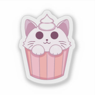 Bolo de Gatinho Kawaii Fofo Adesivo Rosa