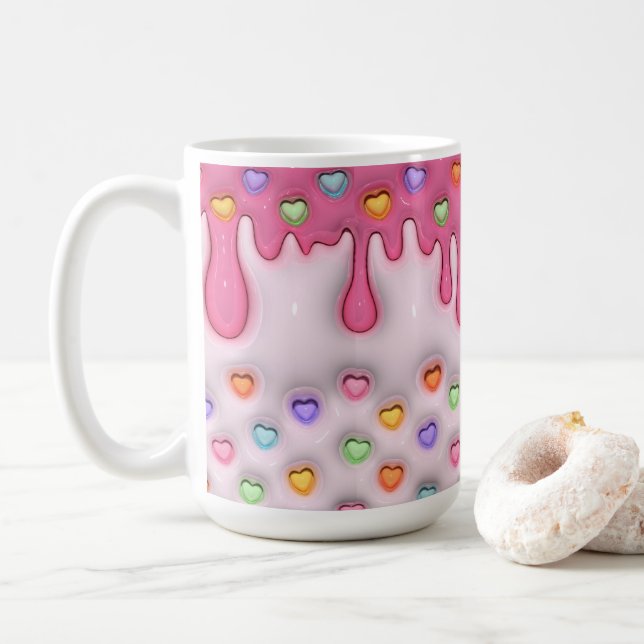 Bolo de Glacé Puffy com caneca de coração (Com Donut)
