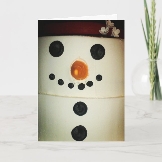 “Bolo de Homem de Neve" Cartão de Natal #2 (Frente)