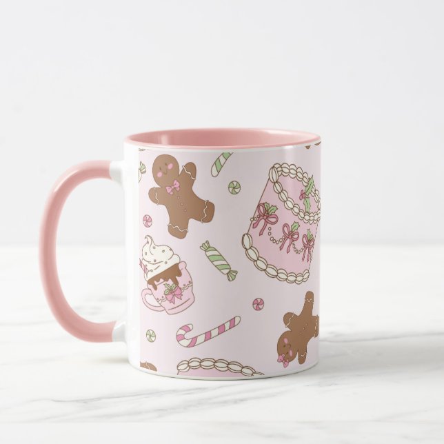 Bolo De Natal De Gengibre Pastel Rosa Caneca De Na (Esquerda)