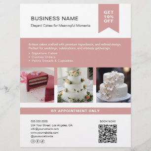 Bolo de Padaria Flyer de Foto Personalizada QR