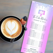 Bolo de padaria Roxo Glitter Menu de pastelaria