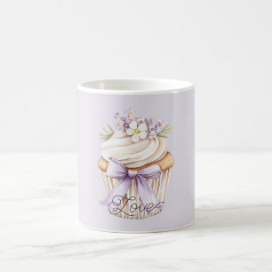 Bolo de Xícara de Amor de Flor Silvestre com Laço