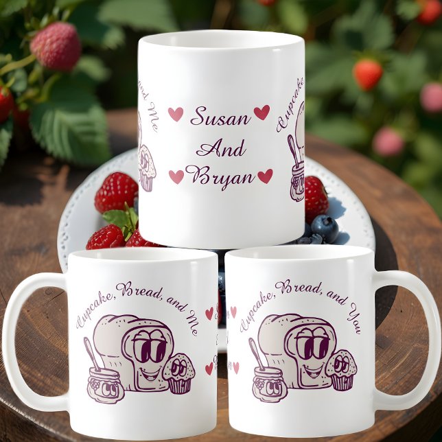 Bolo de xícara, Pão, Eu & Você Caneca Personalizar (Criador carregado)