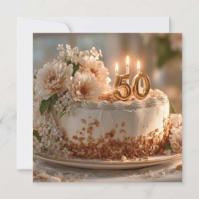 Bolo Elegante de 50º aniversário com Topper de Our (Frente)