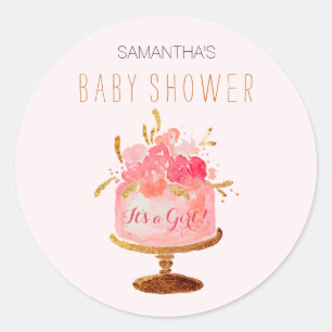 Bolo Floral Rosa É um adesivo para chá de bebê Men