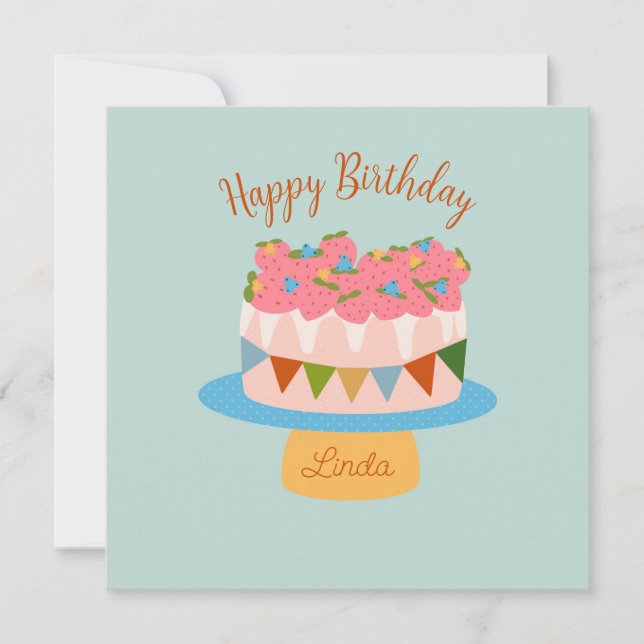 Bolo personalizado de aniversário de morango (Frente)