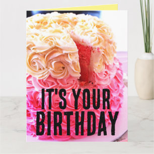BOLO ROSA ANIVERSÁRIO FROSTING GROSSO CARTÃO GRAND