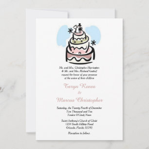 Bolo Whimsical Convite de Casamento Vertical 5x7