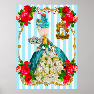 Bolos do azul de Marie Antoinette e poster do