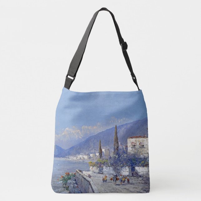Bolsa Ajustável A costa Italia da ilha de Capri floresce a sacola (Verso)