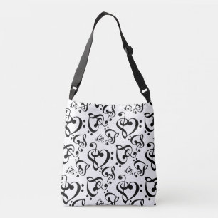 Bolsa Ajustável A música preto e branco dos corações do Clef no