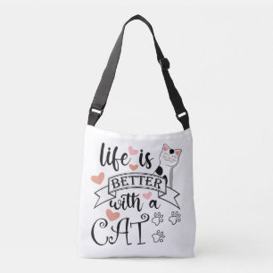 Bolsa Ajustável A vida é melhor com um slogan de citação do Cat