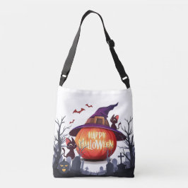 Bolsa Ajustável Abóbora-bruxa, Chapéu-bruxa e Gatos Negros