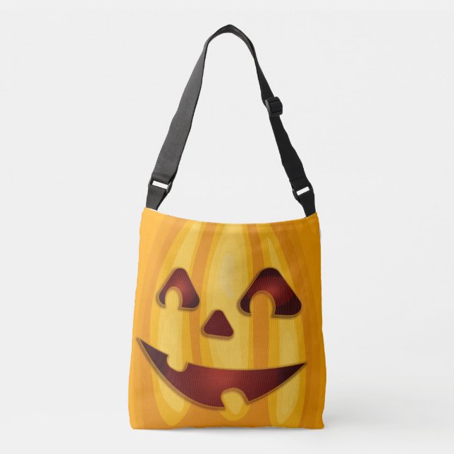 Bolsa Ajustável Abóbora esculpida sorrindo design de Halloween (Frente)