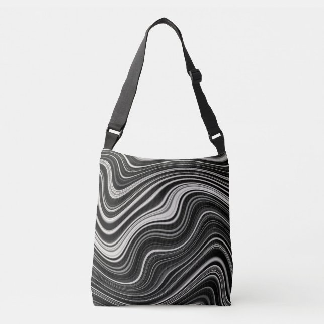 Bolsa Ajustável Abstração de onda de zebra branca e negra (Frente)