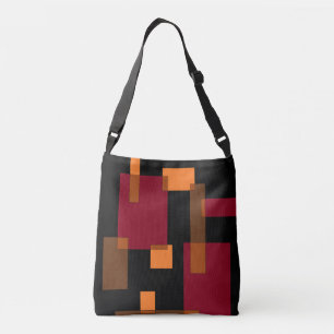 Bolsa Ajustável Abstração Geométrica Laranja Vermelho Preto