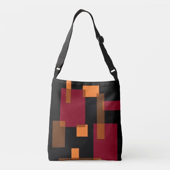 Bolsa Ajustável Abstração Geométrica Laranja Vermelho Preto (Verso)