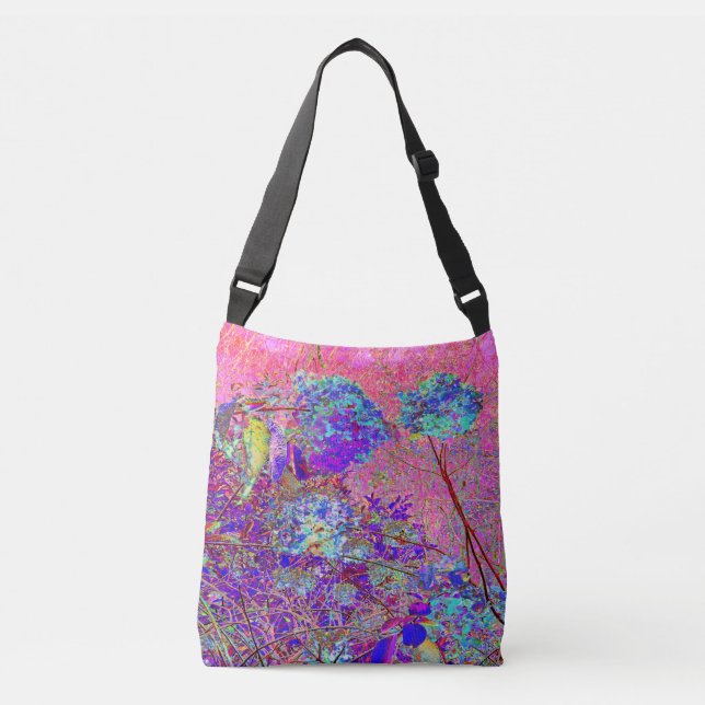 Bolsa Ajustável Abstract Purple and Blue Hydrangea with Magenta (Frente)