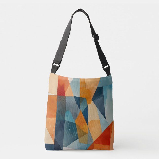 Bolsa Ajustável Abstrato Ângulos de Azul e Laranja (Frente)