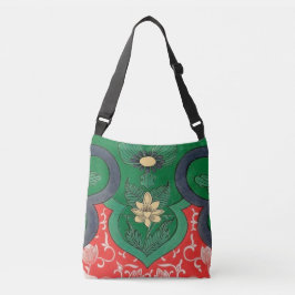 Bolsa Ajustável Abstrato Asiático de Lotus Vermelho, Verde e Doura